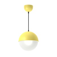 Φωτιστικό κρεμαστό μεταλλικό Κίτρινο-λευκή μπάλα μονόφωτο Ε27 Φ20Χ80εκ